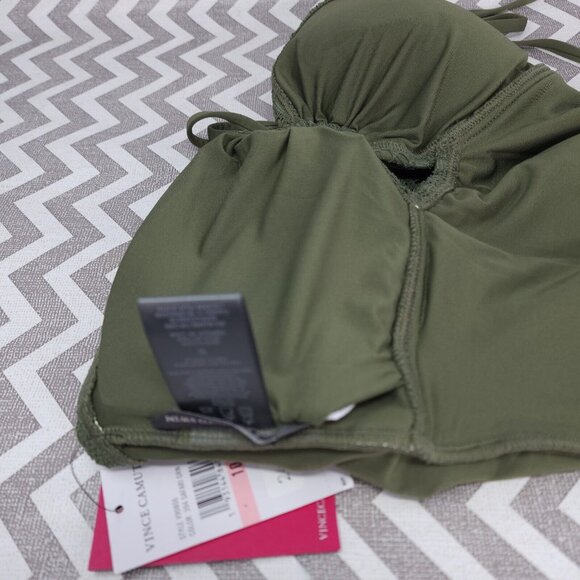 Vince Camuto Crochet Bandeau Halter One-Piece Swimsuit Size 10 SAFARI GREEN - Picture 5 of 12